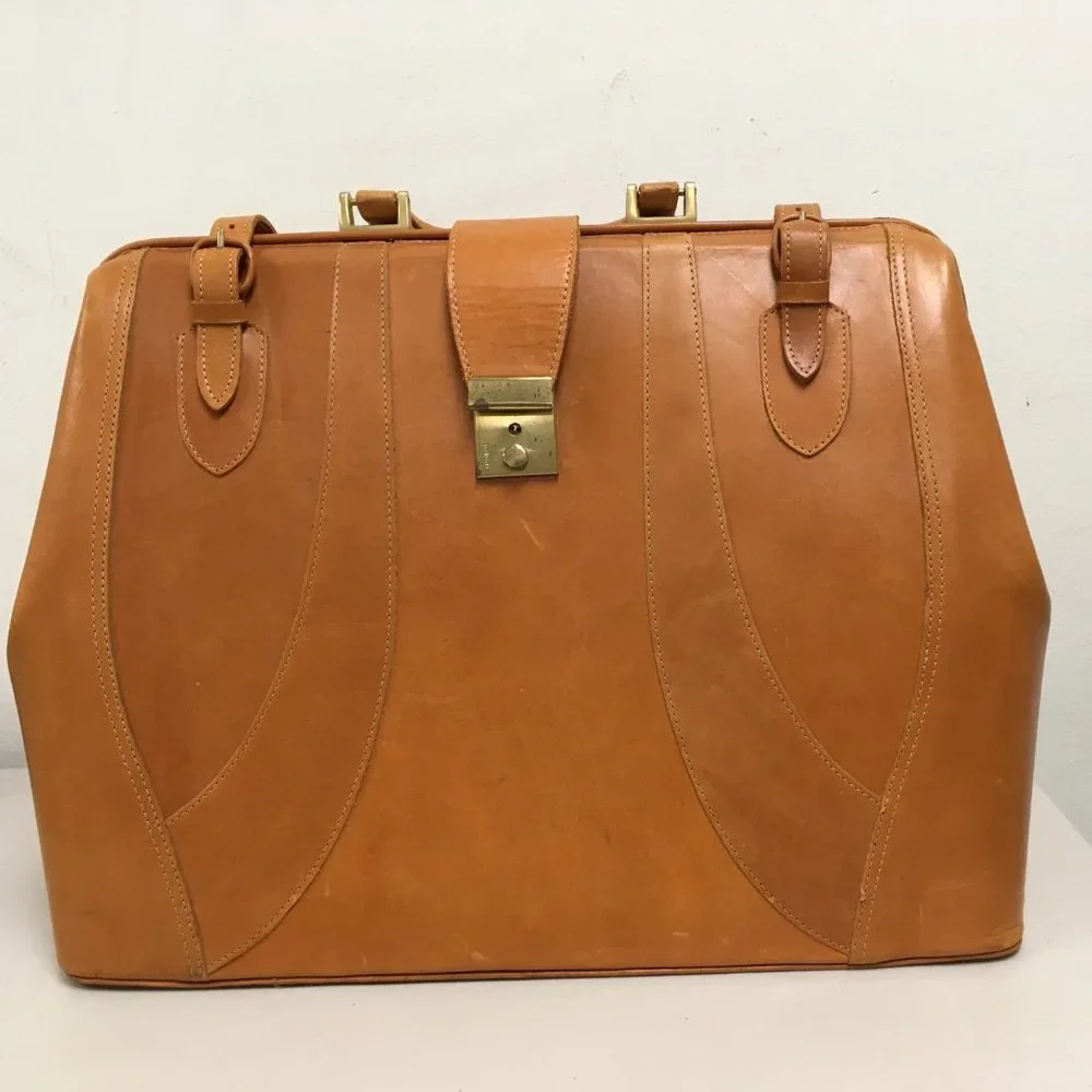 Tweeds belting leather briefcase doctors lawyer bag new Vintage